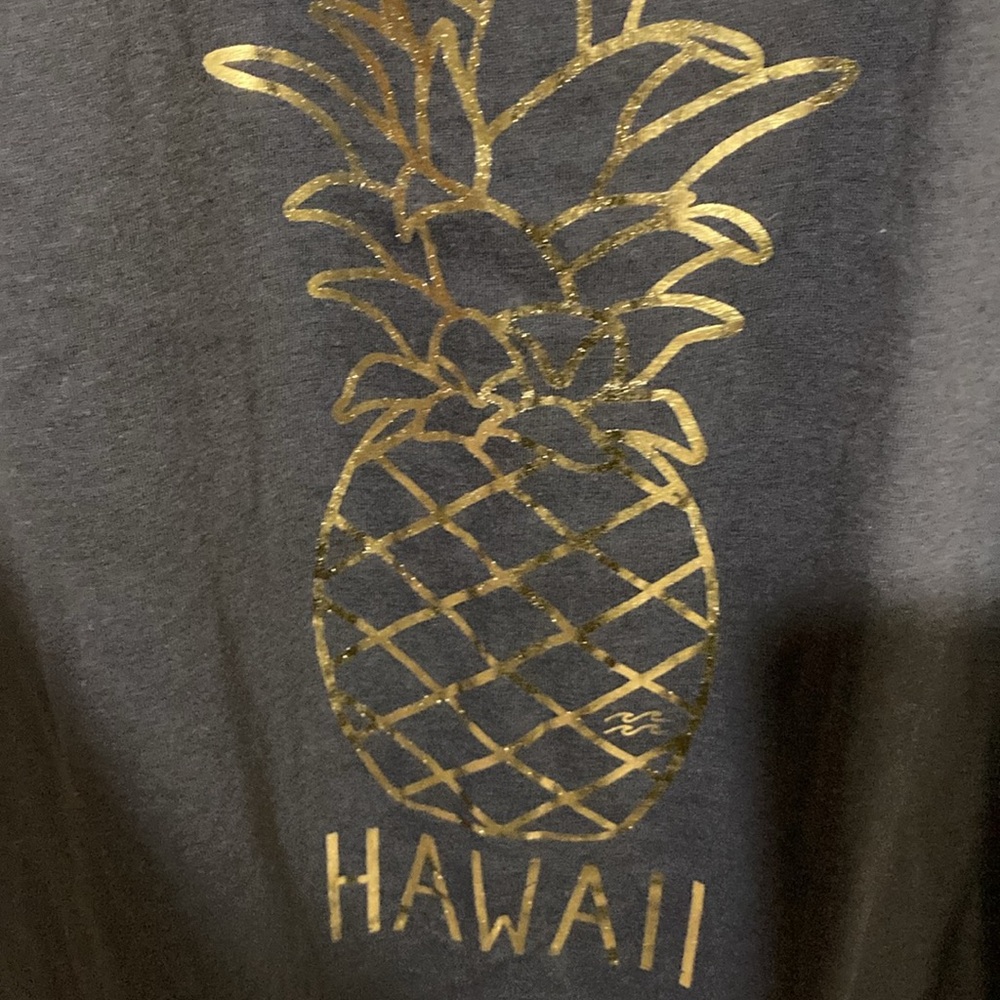 Billabong Black Tank Top with Gold Pineapple and Hawaii Print Size S - Picture 6 of 8
